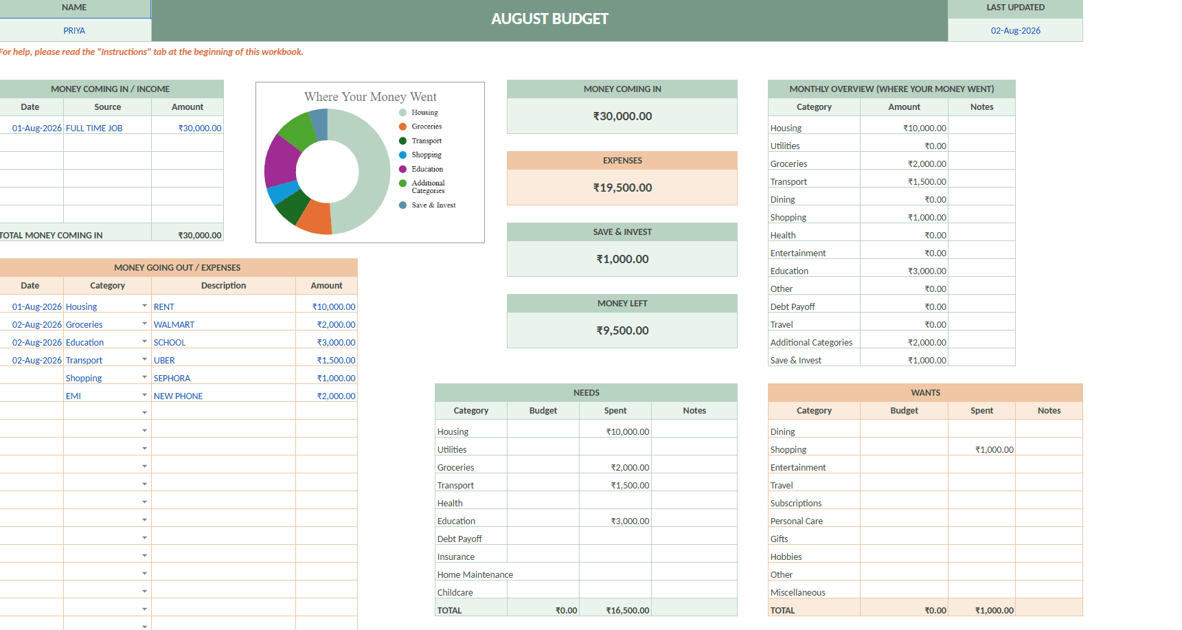 Monthly Budget Tracker preview